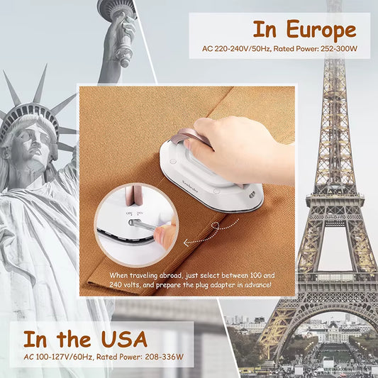 Mini Handheld Travel Iron 120V/220V Lightweight Dry Iron 30S Heat Press Machine Non-Steam Clothes Irons for Home and Travel