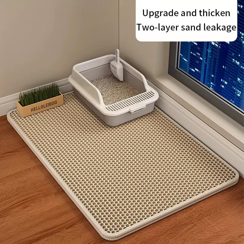 Large Cat Litter Mat - Advanced Honeycomb Design, Waterproof & Easy to Clean, Perfect for Scatter Control