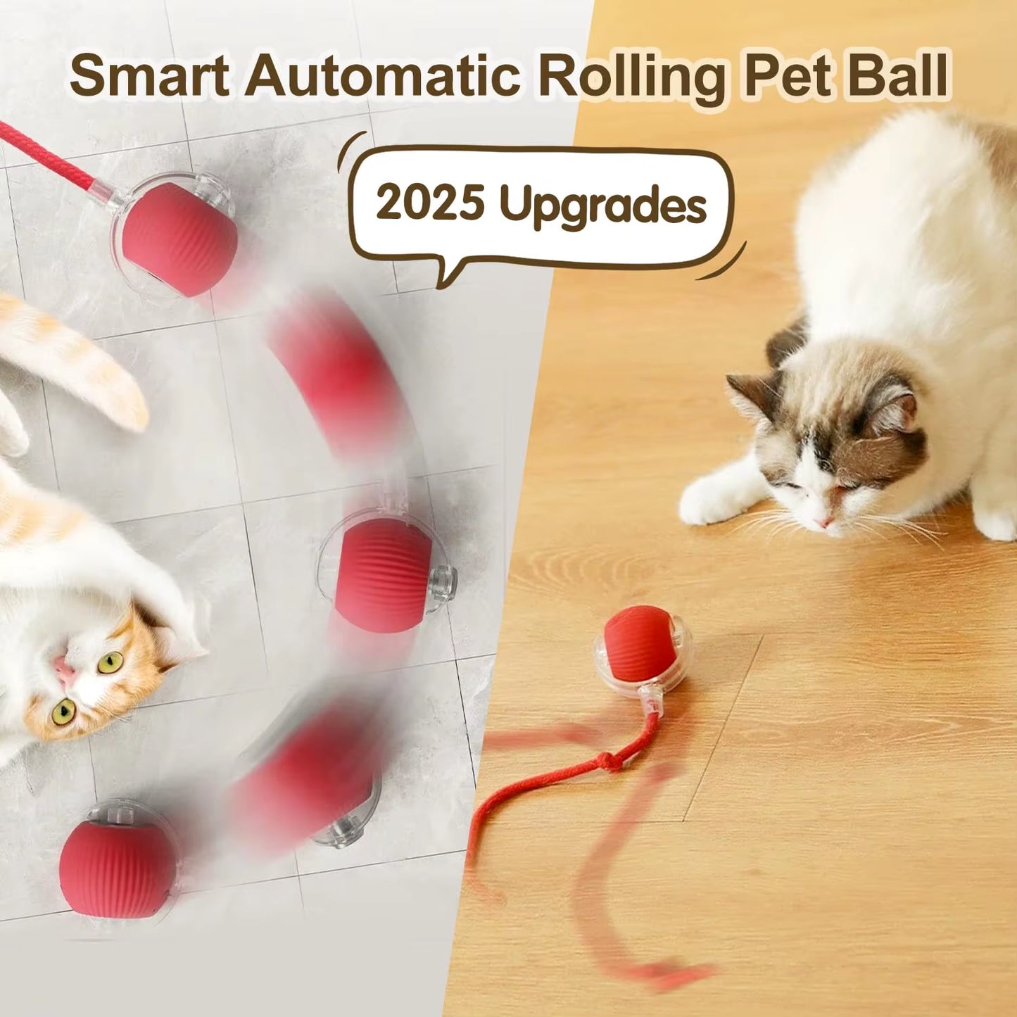 Interactive Cat Toy - Rechargeable Rolling Ball with Tail for Endless Fun!