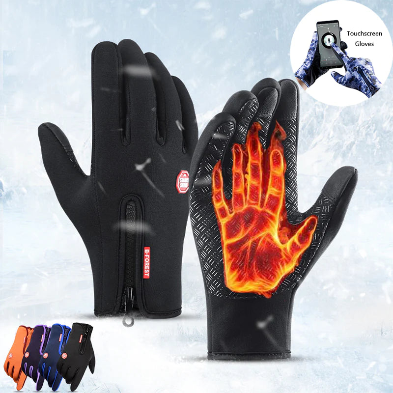 Heated Touch Screen Winter Gloves for Riding & Sports - Waterproof Fleece Lined Comfort