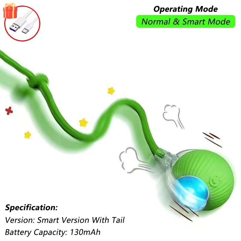 Interactive Cat Toy - Rechargeable Rolling Ball with Tail for Endless Fun!